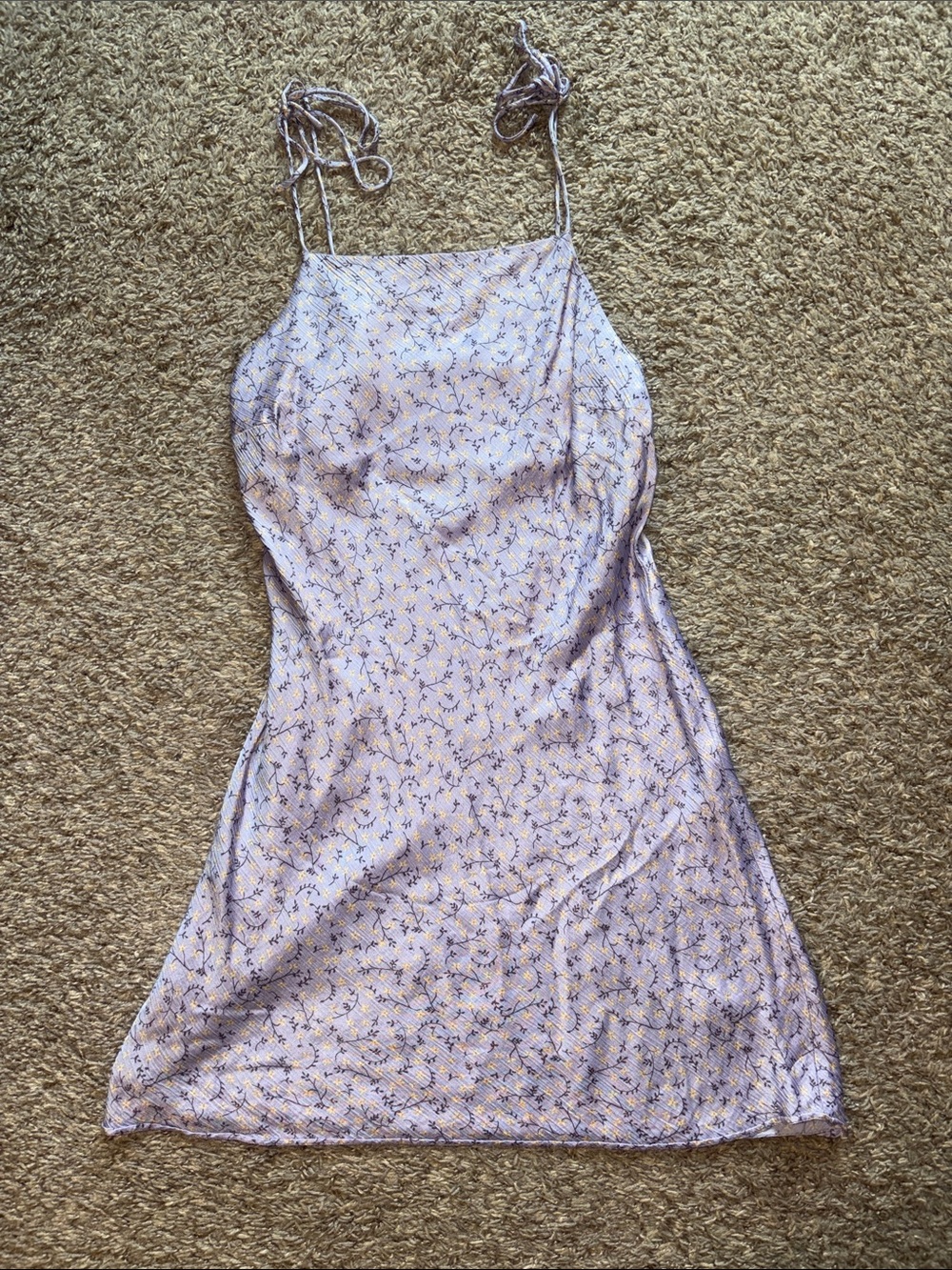 Zara Lavender Floral Tie-Strap Mini Dress